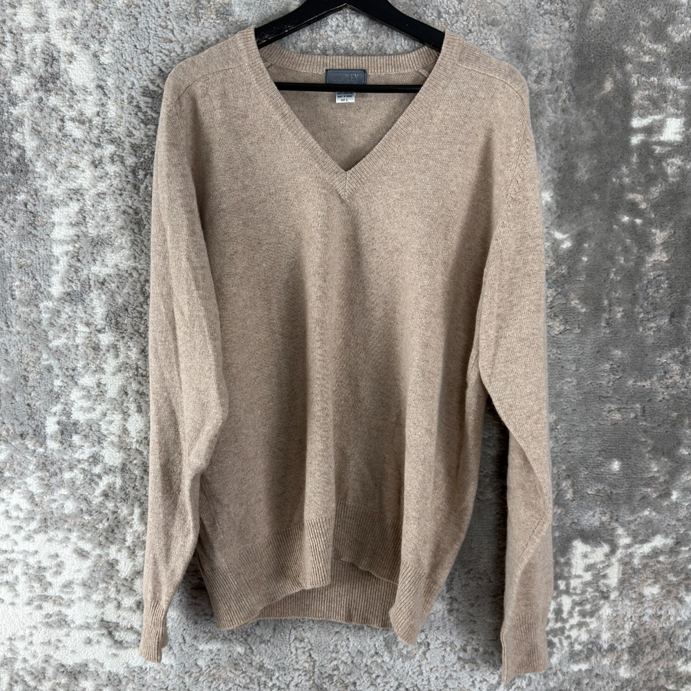 Copley Size XL Cashmere Minimalist V Neck Sweater Brown Long Sleeve‎ Casual
